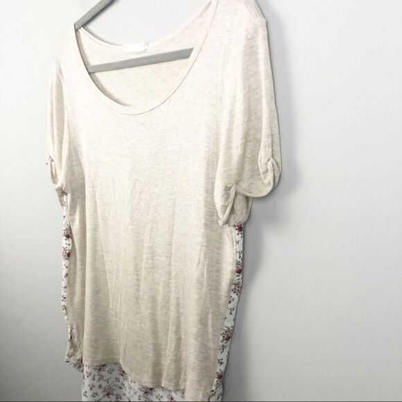 AUGUST MIST | Stitch Fix Beige Floral Back High Low Top Women’s Size Medium - Picture 2 of 8